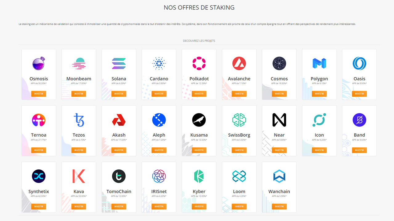 Offres de staking Just Mining